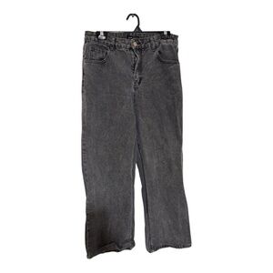 Shein Womens Wide Leg Denim Jeans Black Stone Washed High Rise Size 31 (12)